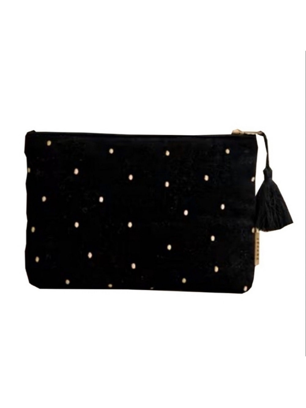 β¨HPβ¨ SEZANE NWOT Velvet Cosmetic Pouch Clutch Black - Picture 1 of 8